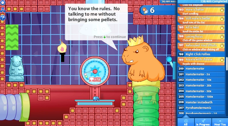 The blue elephant in a room of Achievement Unlocked 3 with an achievement popping up