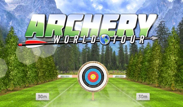 Archery World Tour aiming line toward bullseye target