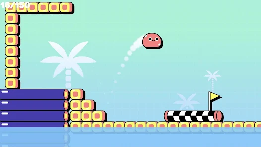 Blumgi Slime level with charged jumps and obstacle timing