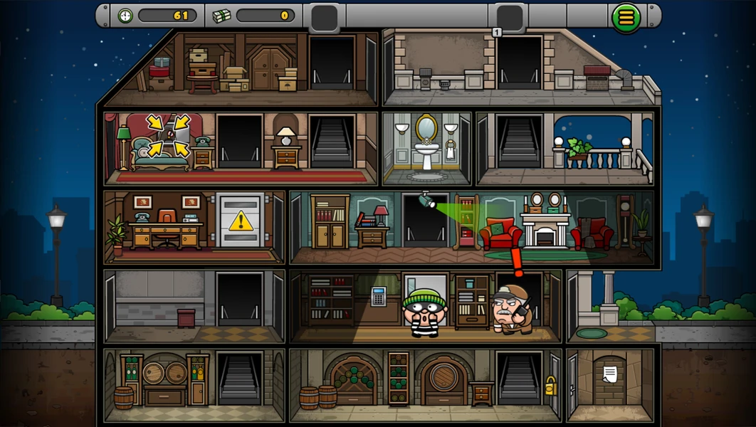 Bob the Robber 4 stealth room with camera and guard patrol routes