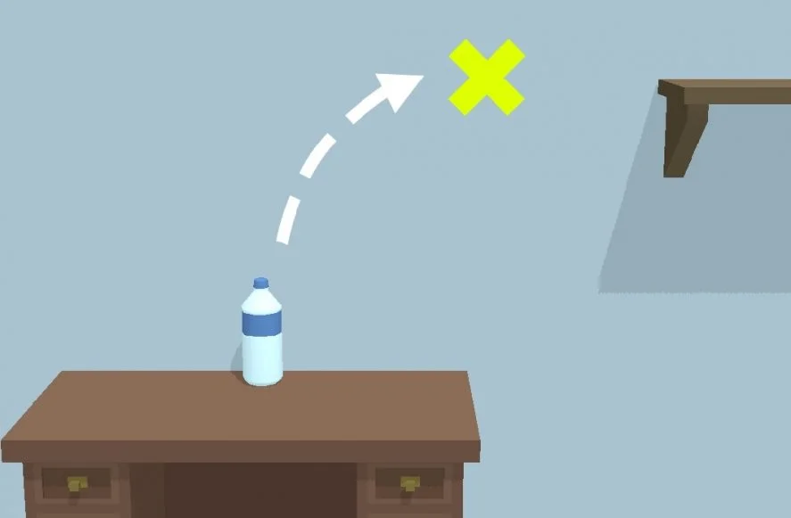 Bottle Flip 3D challenge stage with stacked platforms and narrow landings
