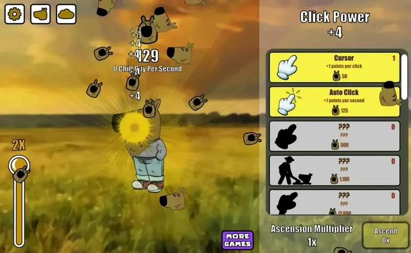 Chill Guy Clicker midgame income scaling and upgrade stacking