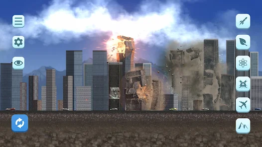 A skyscraper collapsing under a blast in City Smash