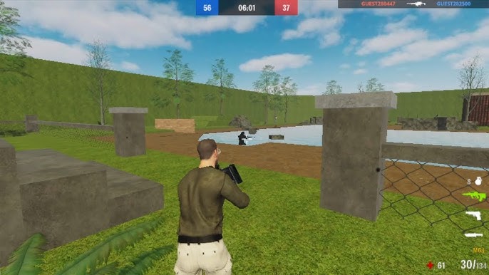 First-person firefight on a community-built map in Combat Online 2