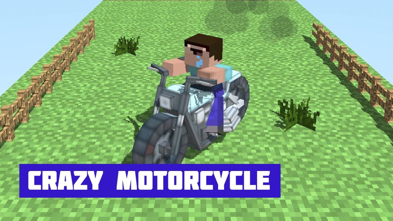 Crazy Motorcycle Pro motorbike jumping across a blocky obstacle course