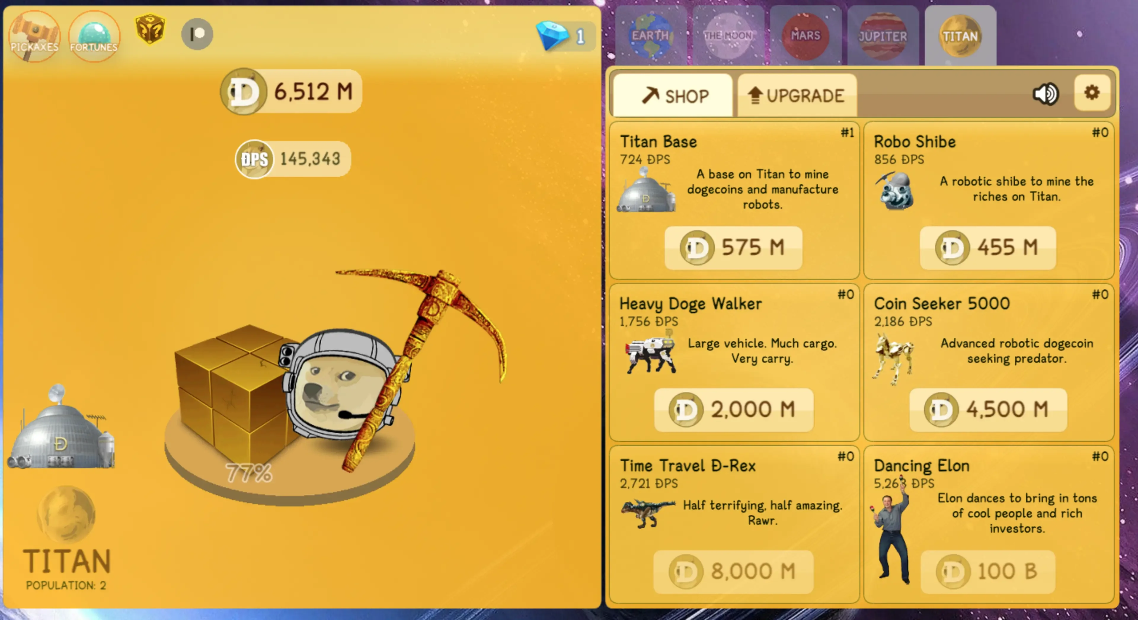 Doge Miner 2 late-game scaling and moon progression path