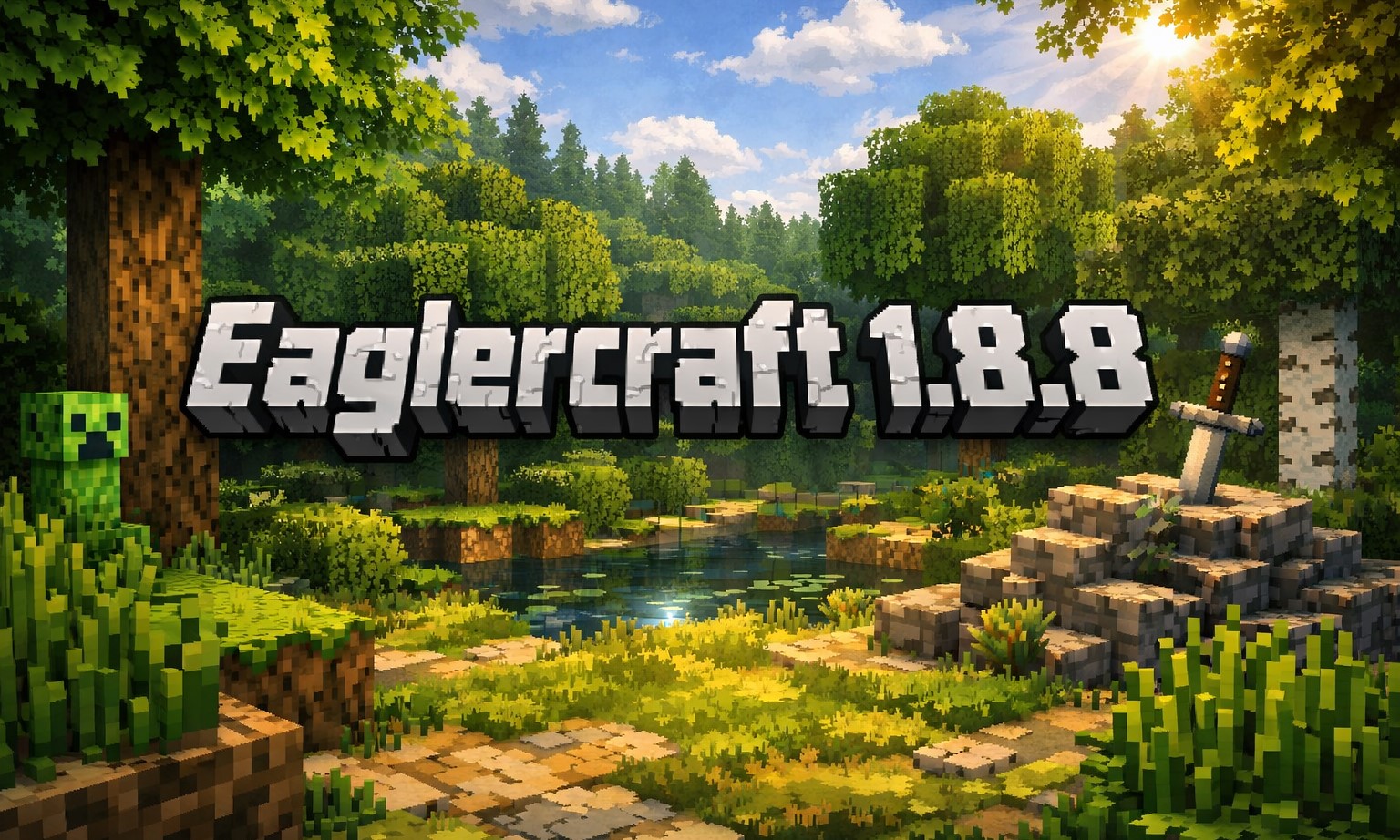 A Minecraft 1.8.8 world running in a browser in Eaglercraft
