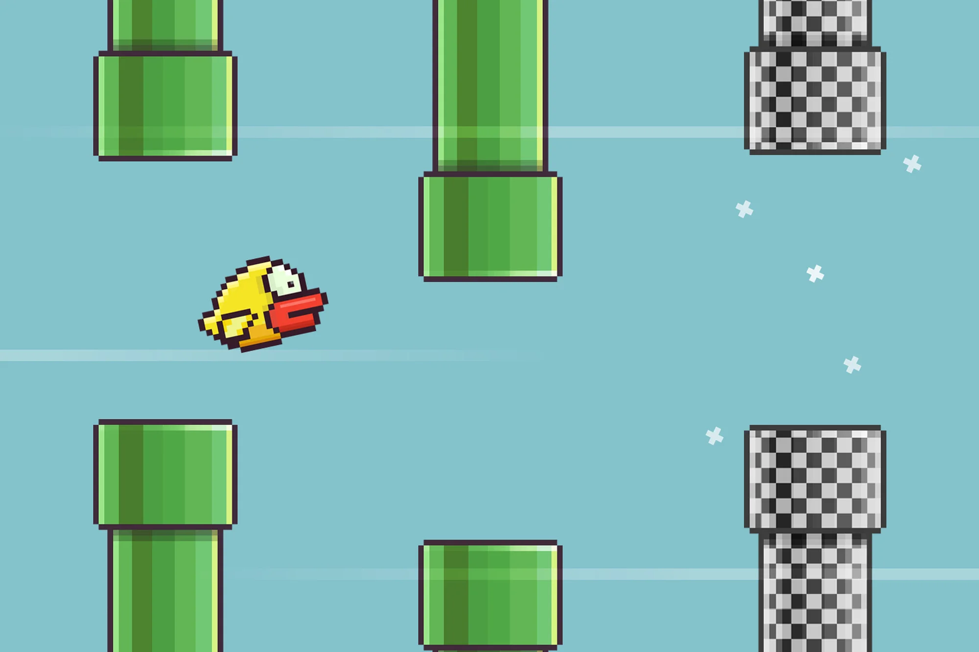 Flappy Bird high score run with multiple pipes cleared in sequence