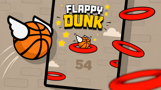 The ball on fire after a swish streak in Flappy Dunk
