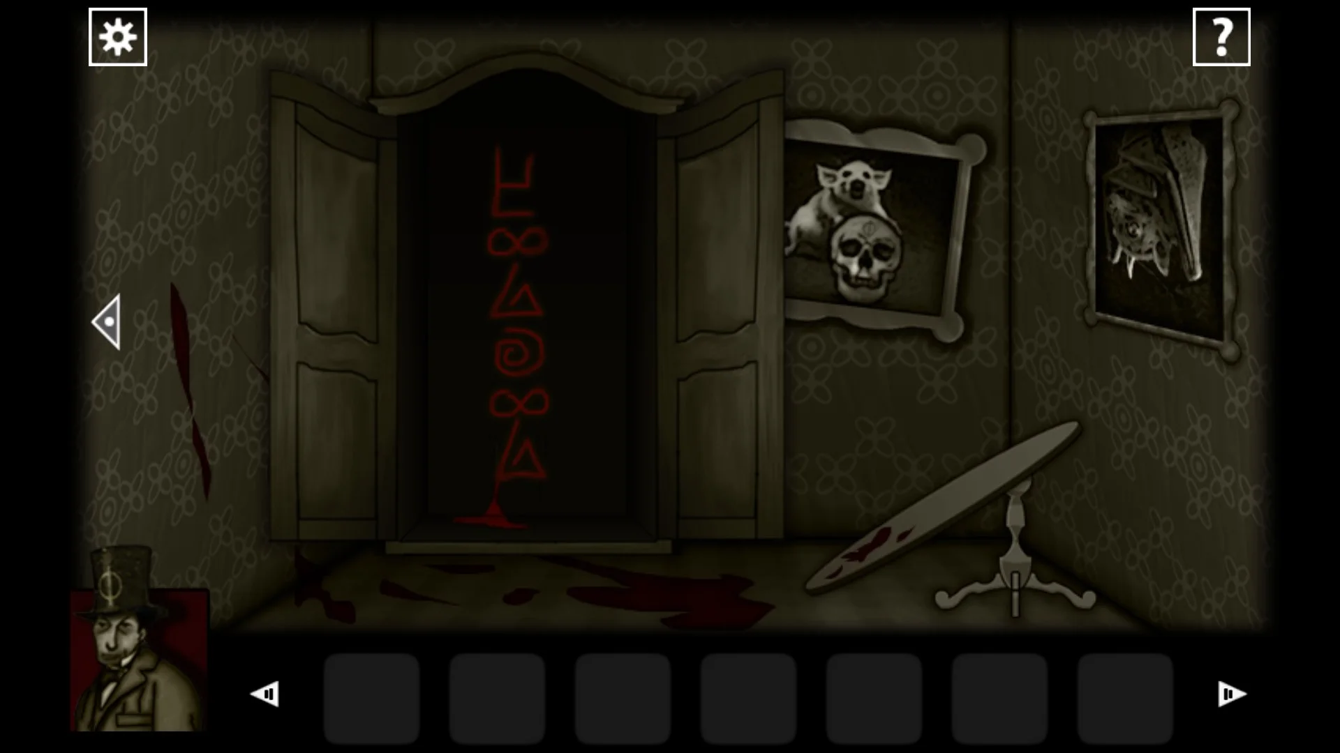 Forgotten Hill Mementoes puzzle room with inventory objects and dark decor