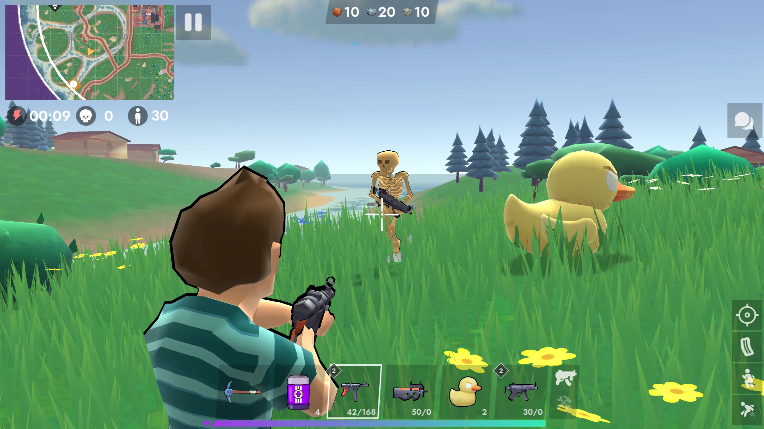 Fortzone Battle Royale final ring firefight with player positioning and rotation