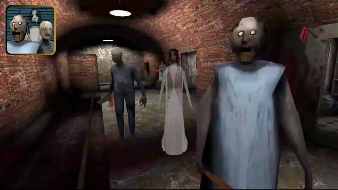 A dark corridor in Granny 3 seen from the first-person view