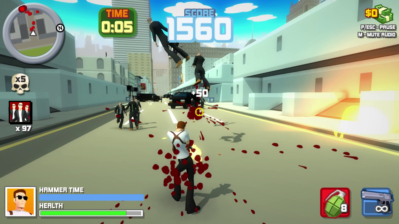 Driving a hijacked tank through the city in Hammer 2: Reloaded