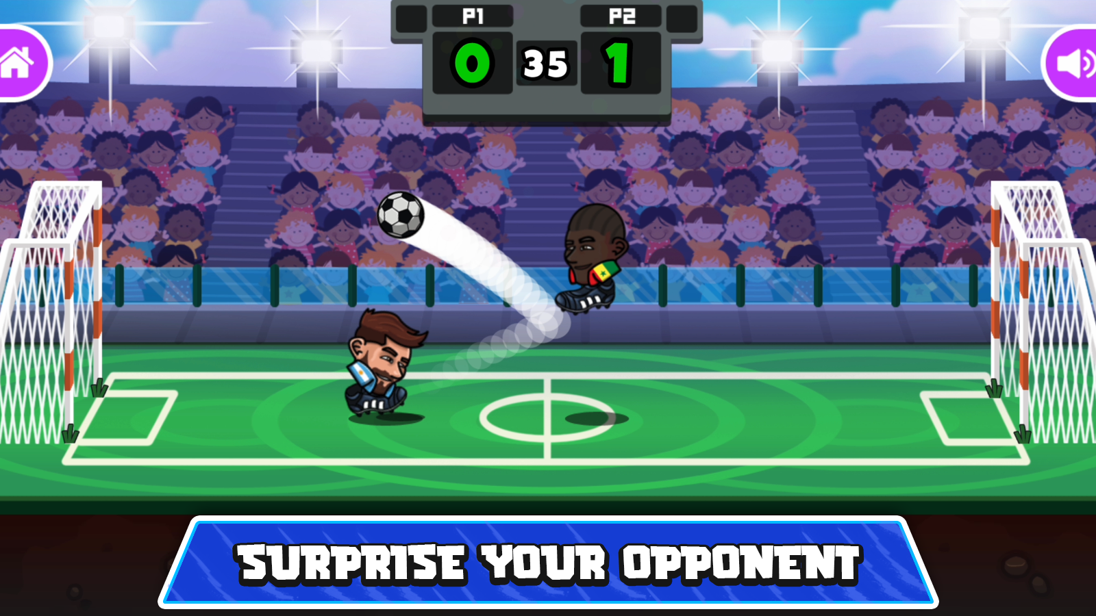 Head Soccer 2023 featuring character selection and multiplayer modes for varied football fun