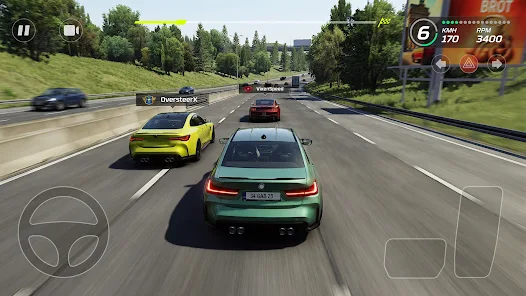 Highway Racer cockpit and traffic near-miss scoring run