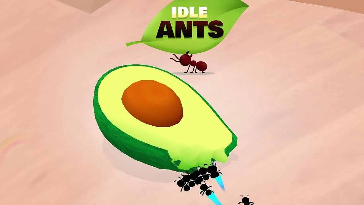 Idle Ants upgraded colony processing a large food target