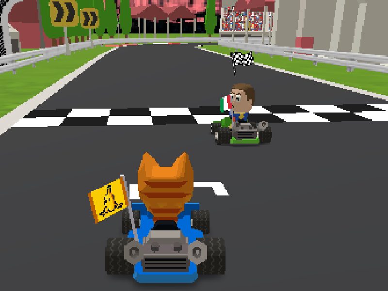 Kart Bros racers drifting around a corner