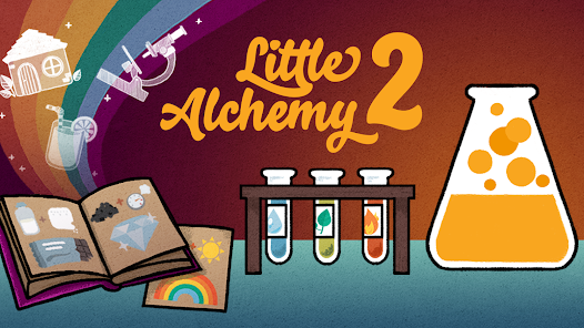 Little Alchemy 2 crafting board with base elements and combinations