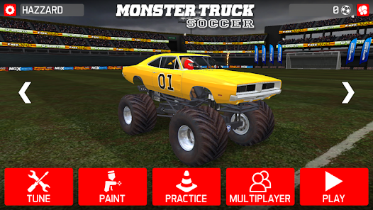 Monster Truck Soccer highlighting customization options and multiplayer modes for enhanced gameplay