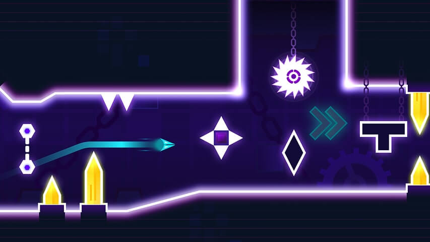 A neon monster weaving between glowing spikes in Neon Challenge Legends