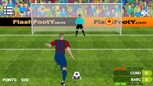 Penalty Shooters 2 striker aiming a corner shot in tournament mode