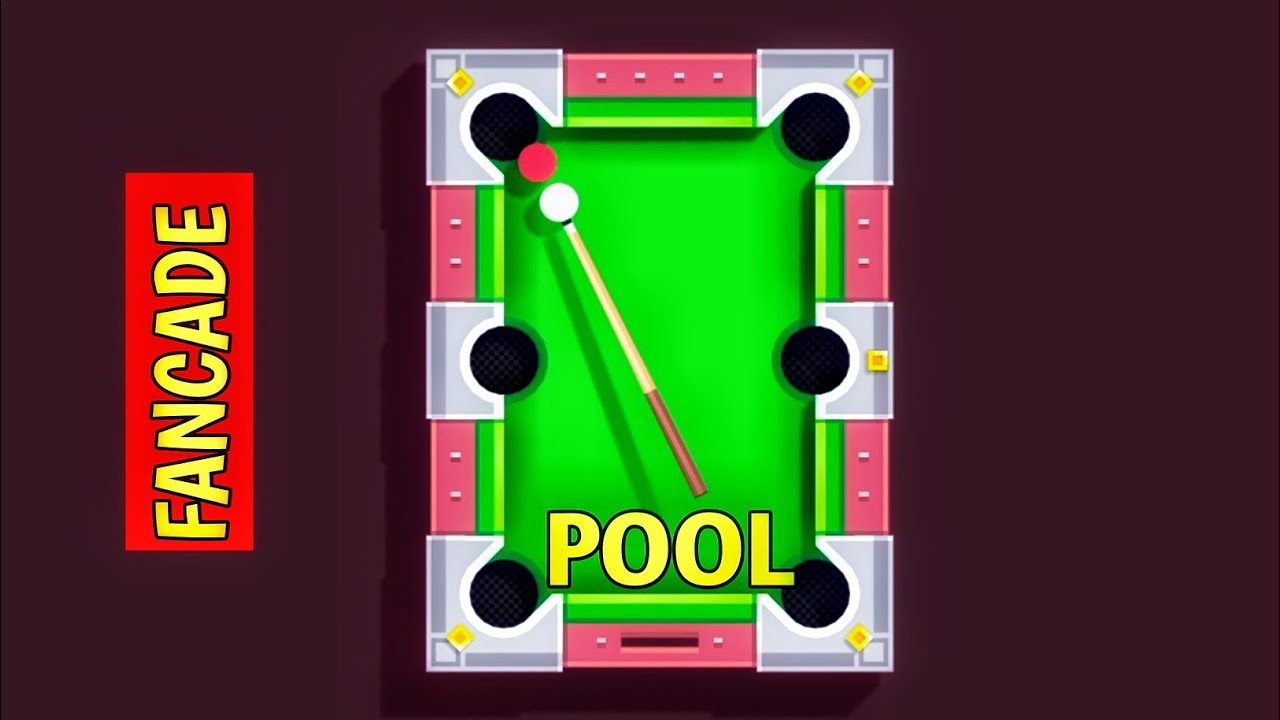 Lining up a cue shot at a red ball in Pool