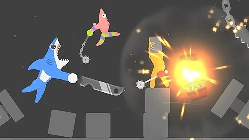 Ragdoll Hit fight scene with physics-based impacts and off-balance weapon swings