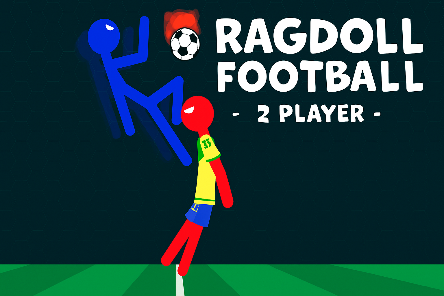 Two-player Ragdoll Soccer match with ragdoll characters competing