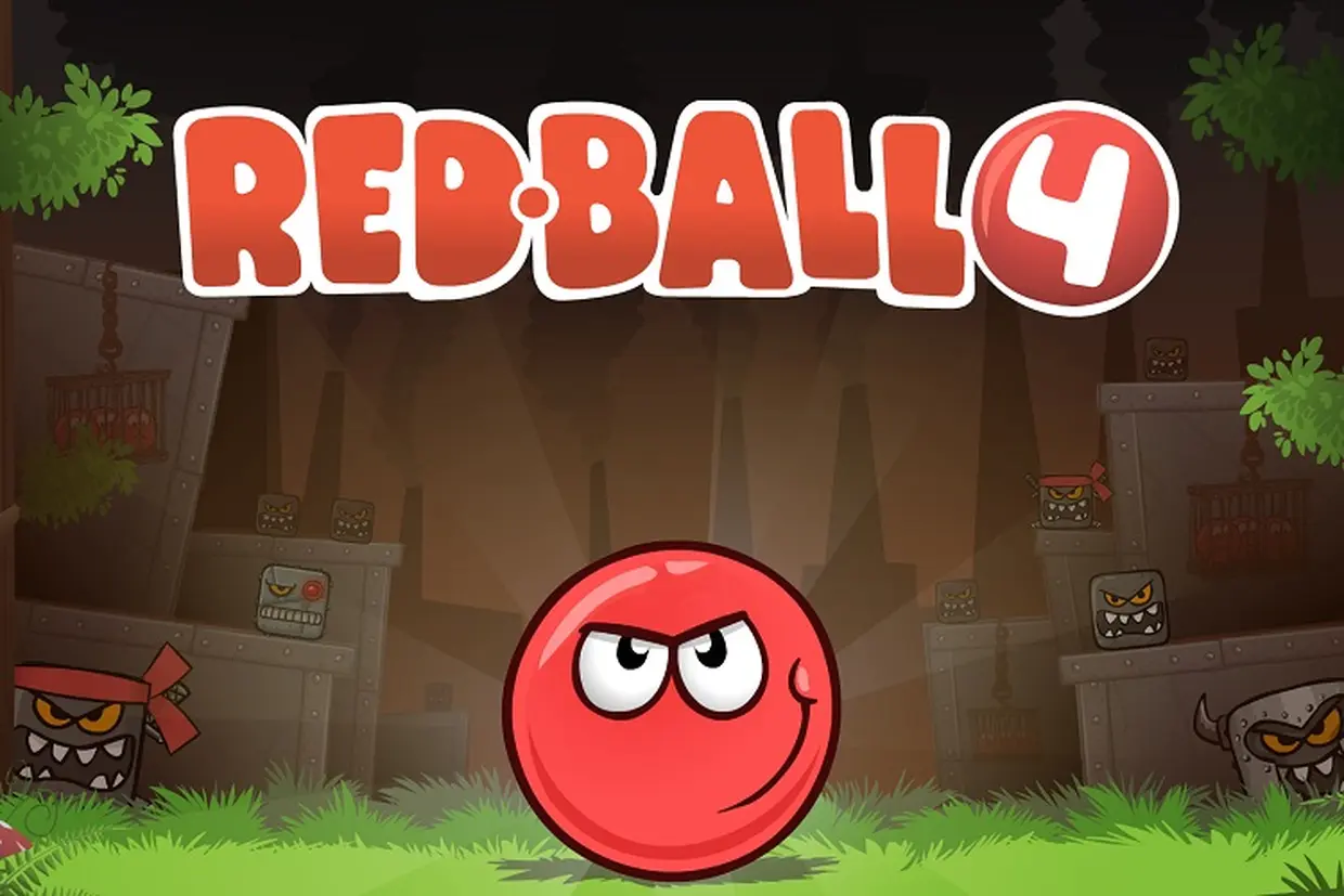 Red Ball 4 hero rolling toward enemies and hazards in a side-scrolling stage