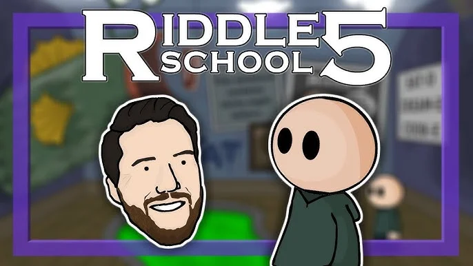 Riddle School 5 puzzle area with clickable objects, characters, and escape-game clues