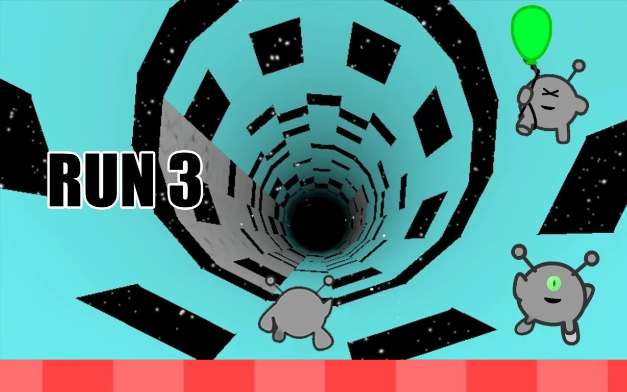Run 3 explore mode tunnel with rotating gravity paths and complex jump lines