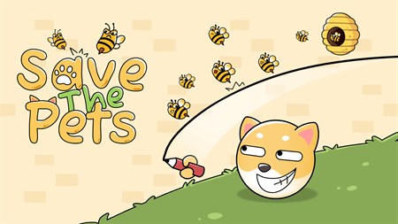Save the Pets level showing clever compact line geometry protecting animals