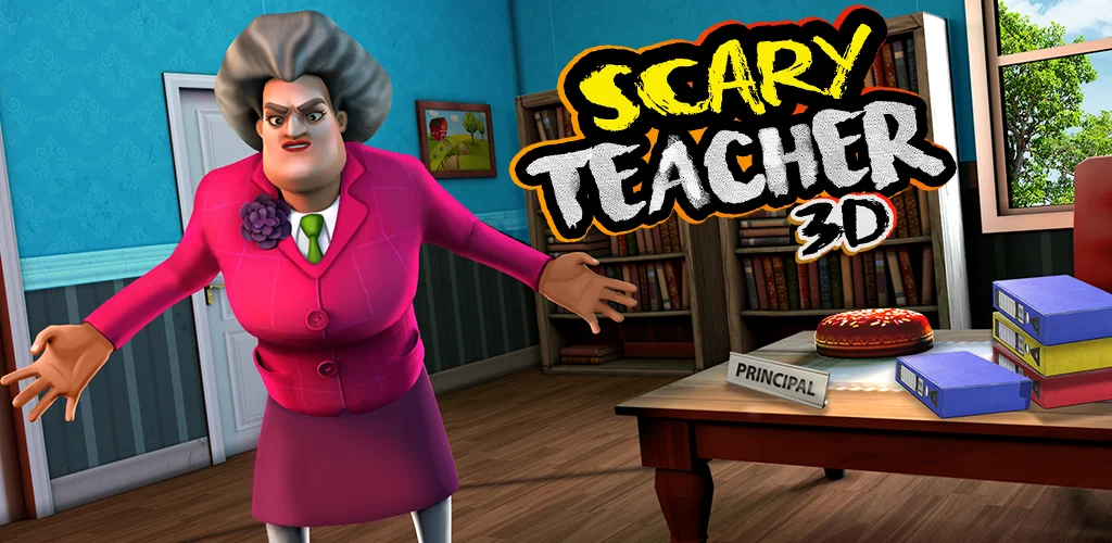 Scary Teacher 3D player setting up a prank objective while avoiding detection