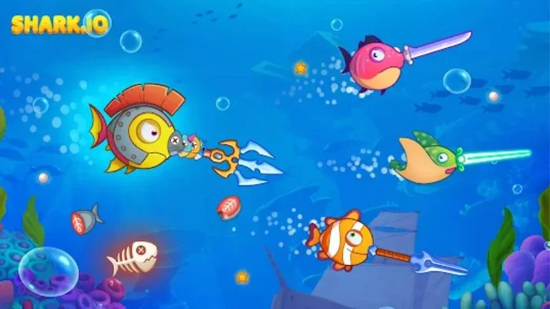 Shark.io player shark growing in size while avoiding larger predators