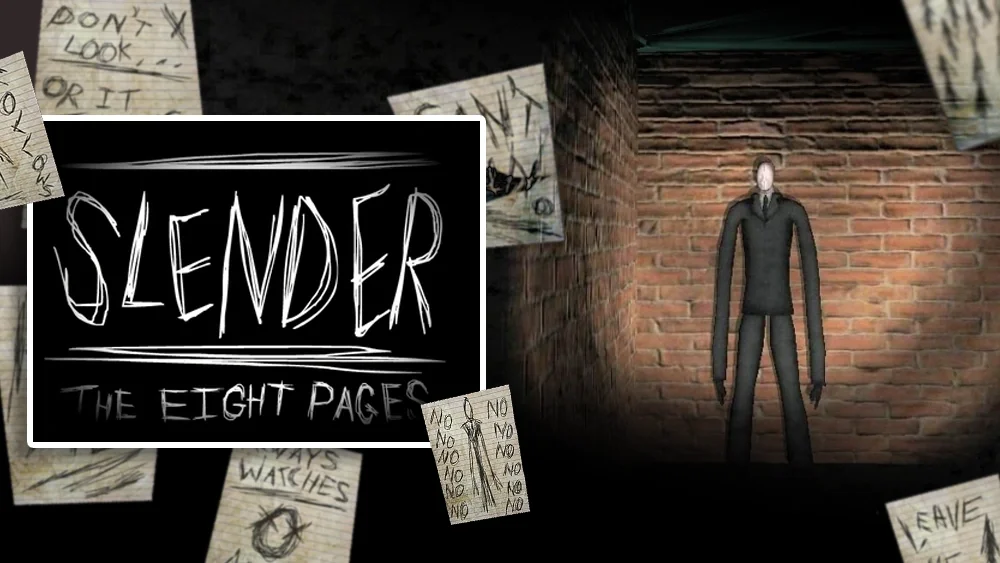 Slender The Eight Pages forest path with flashlight visibility and rising tension