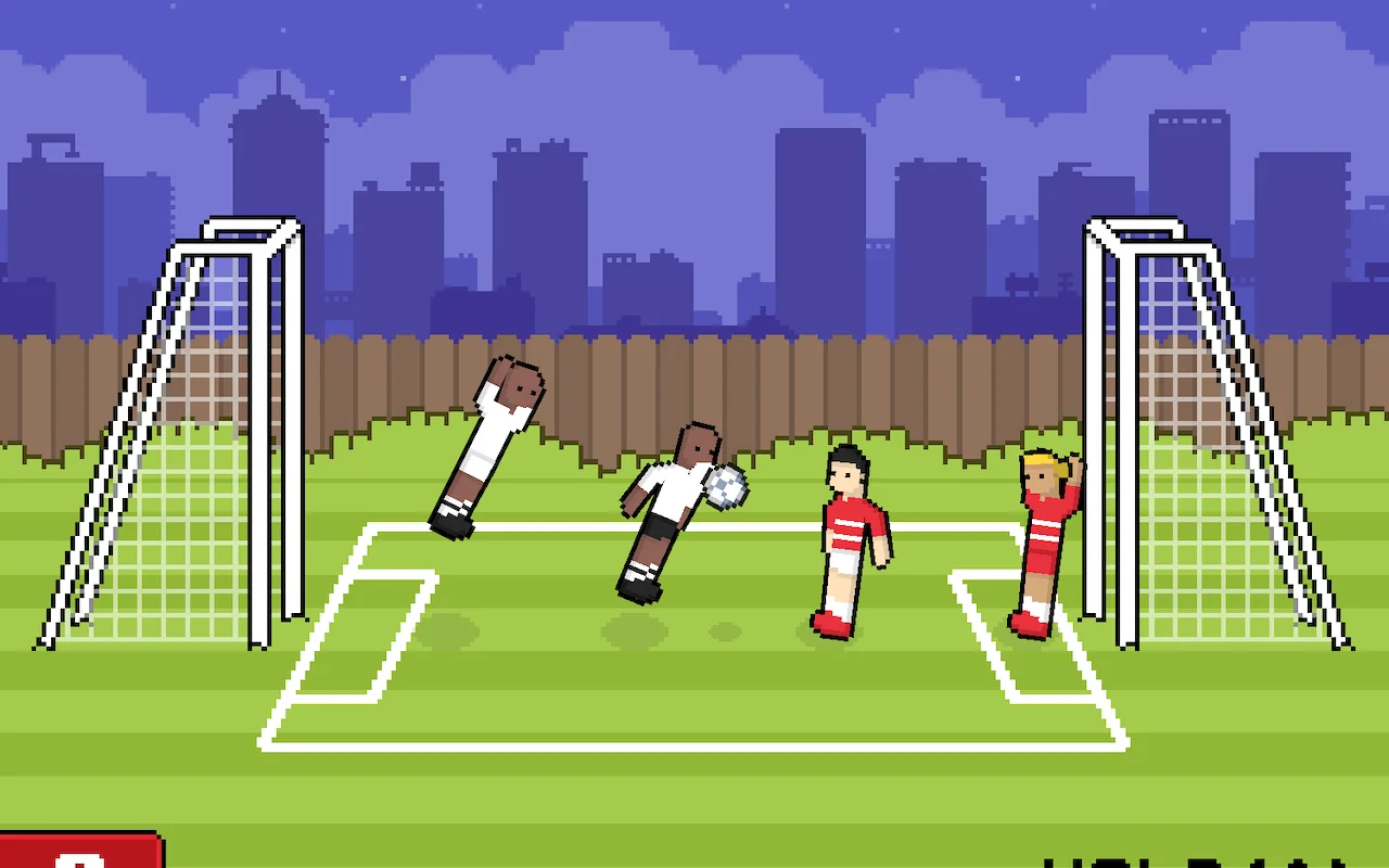 Soccer Random players contesting a match point in a changing arena