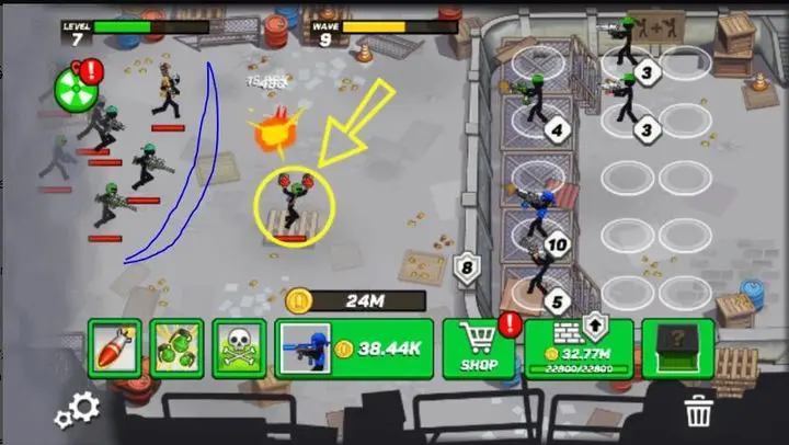 Stick Defenders wave defense with merged units and lane pressure