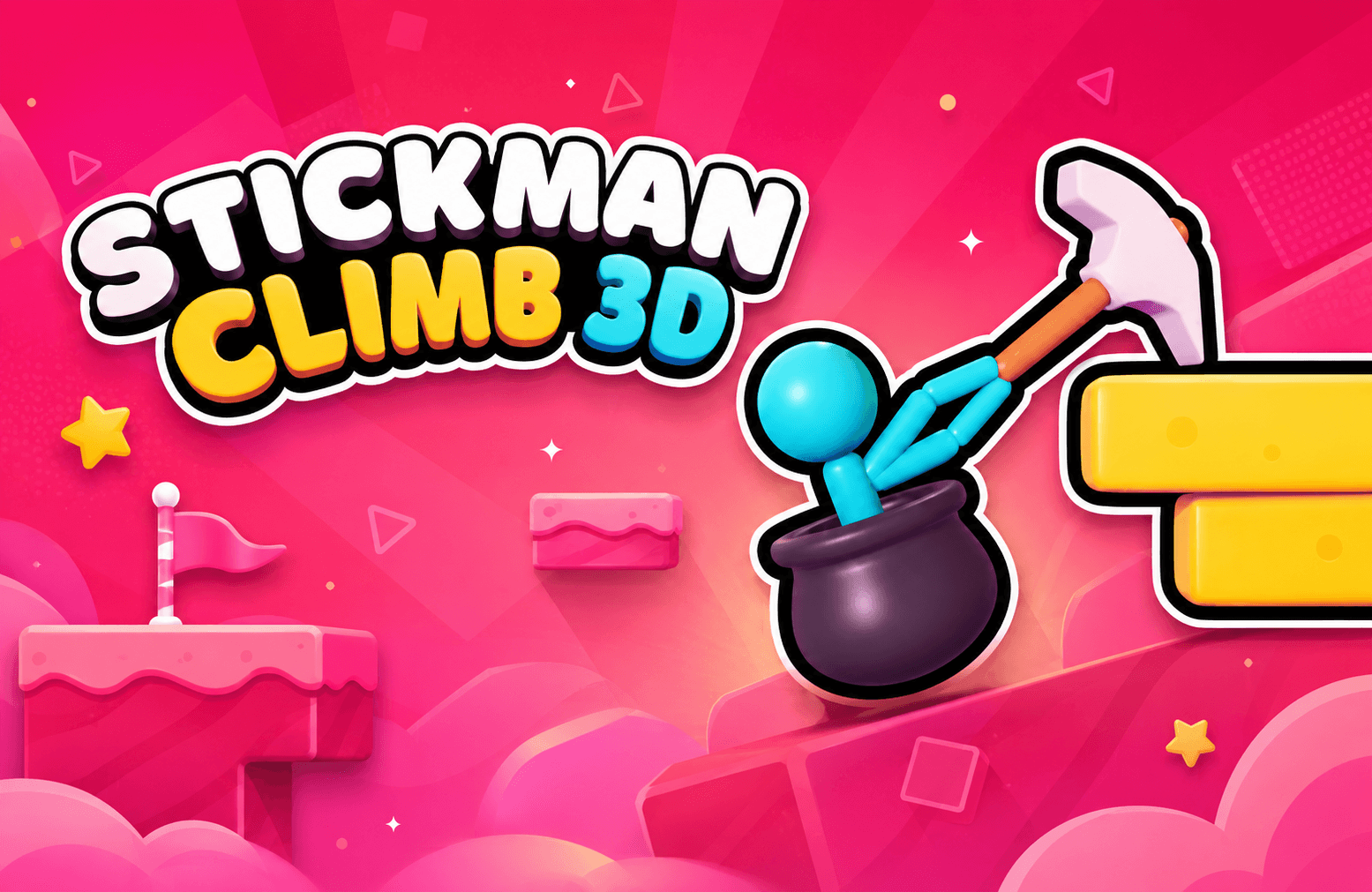 Stickman Climb 3D two stickmen climbing toward the flag past spikes