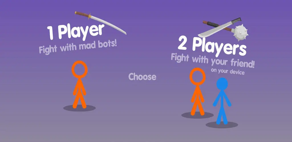 Stickman Fight Ragdoll duel with physics collisions and weapon impacts