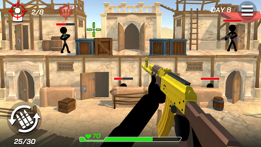 Stick Merge weapon board showing upgrade progression and increased firepower