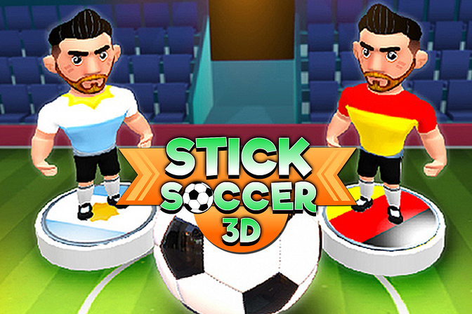 Stick Soccer 3D gameplay with stickman players shooting a goal