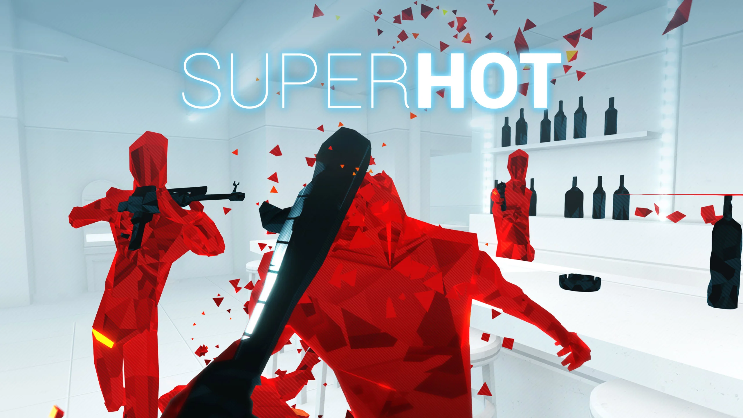 Superhot firefight with frozen-time enemy projectiles and tactical repositioning