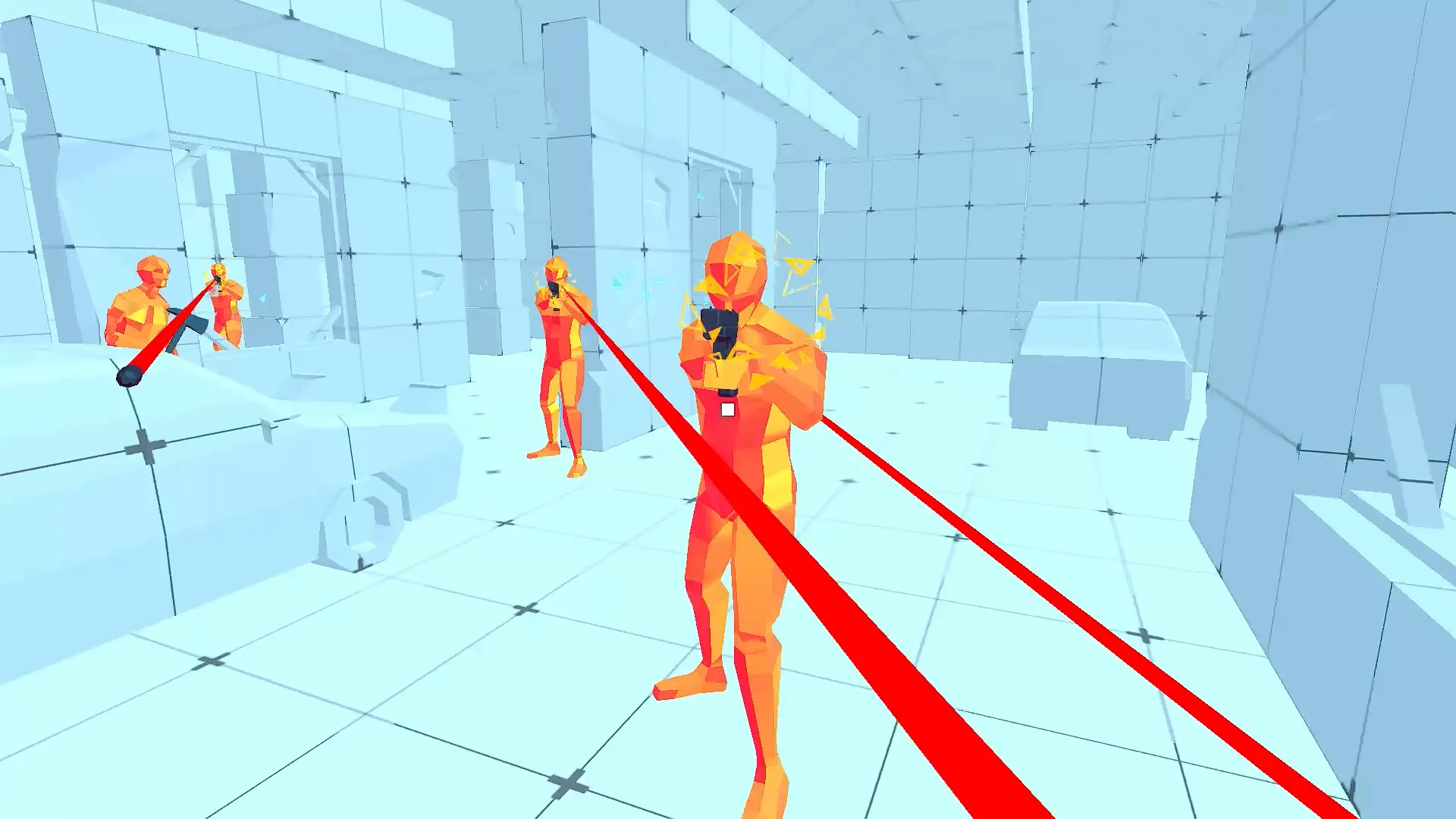 Time Shooter 2 player repositioning for safe multi-target elimination