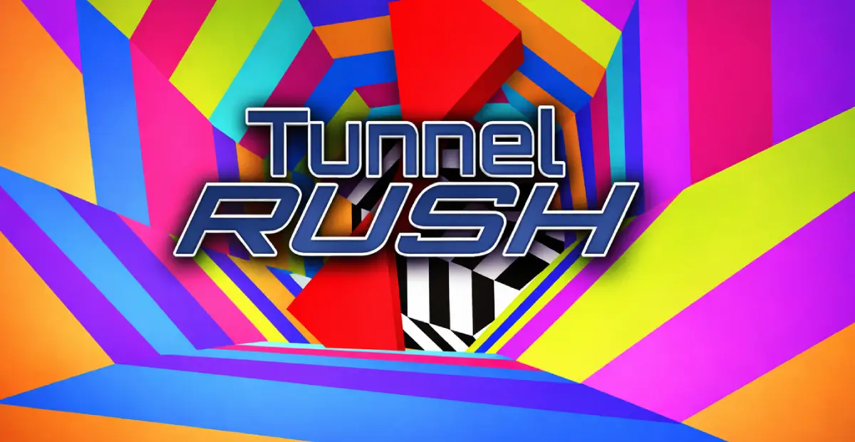 Tunnel Rush player navigating through tight spinning barrier gaps at high speed