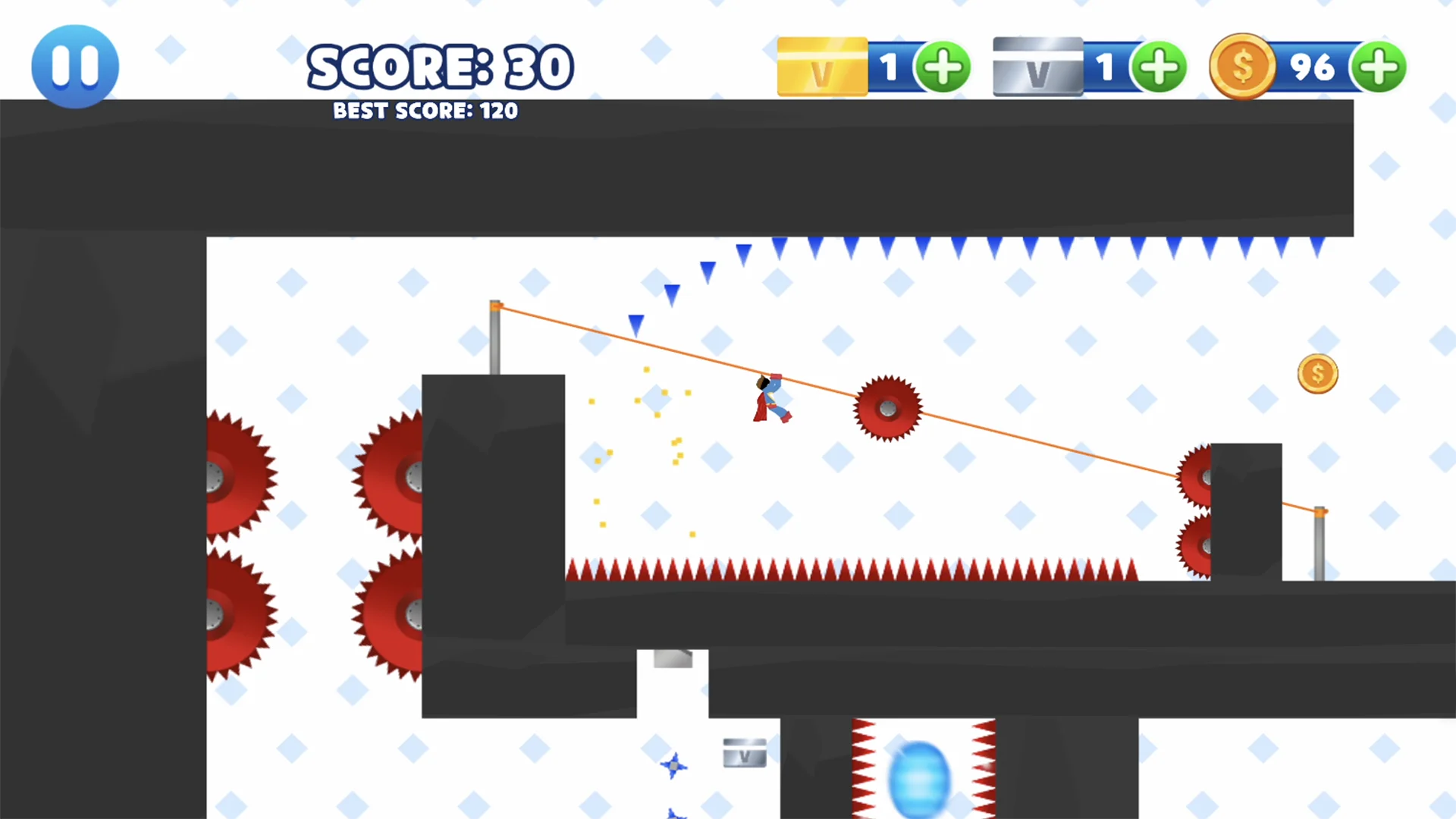 Vex 8 player clearing a deadly jump sequence with precise timing and dash control