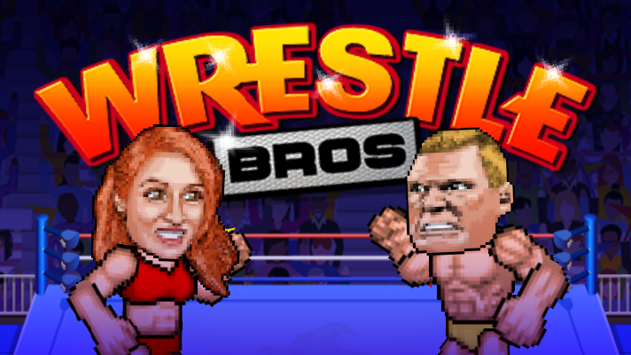 Wrestle Bros characters body slamming in the ring