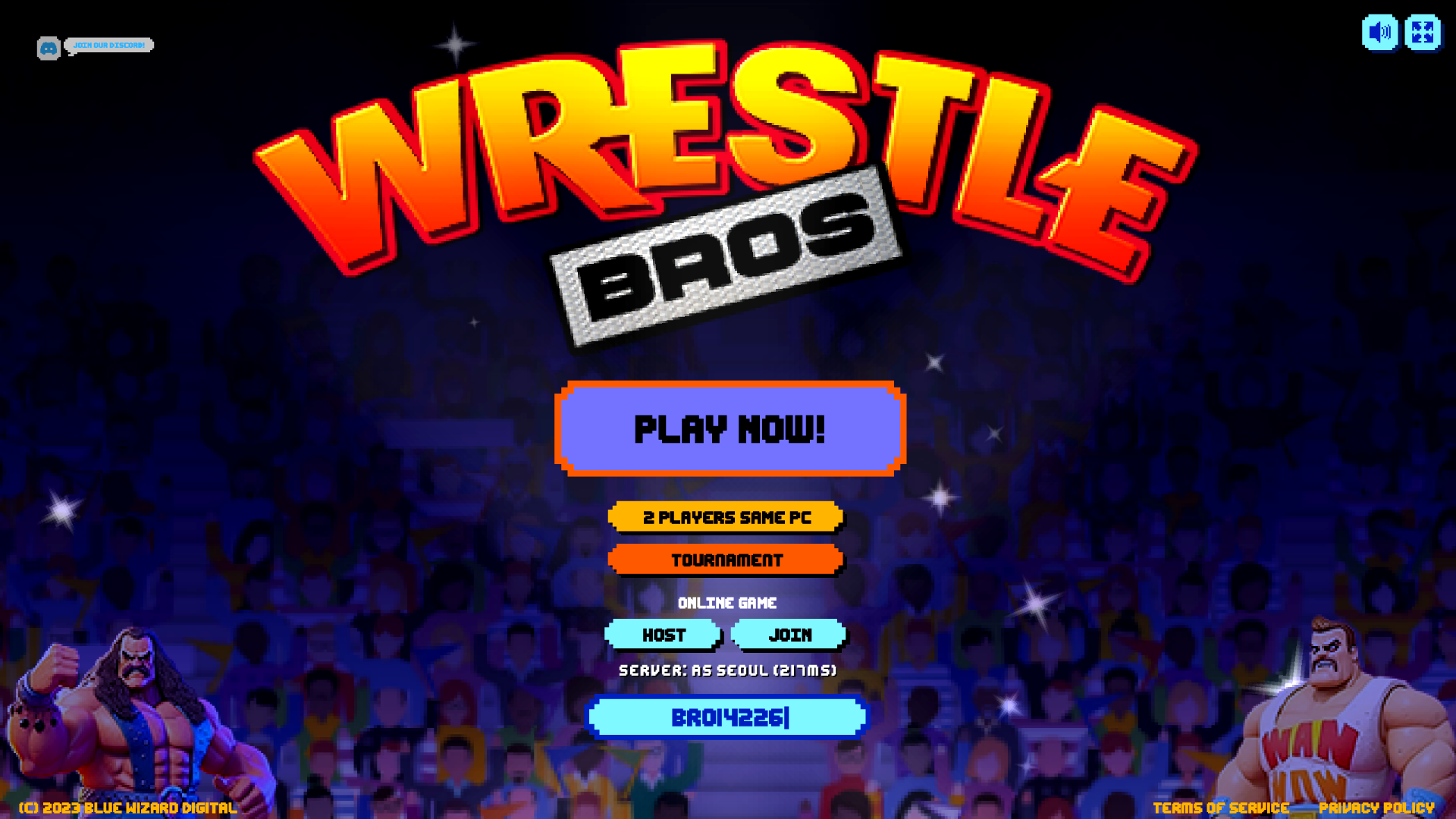 Wrestle Bros two-player match with ring ropes and chairs